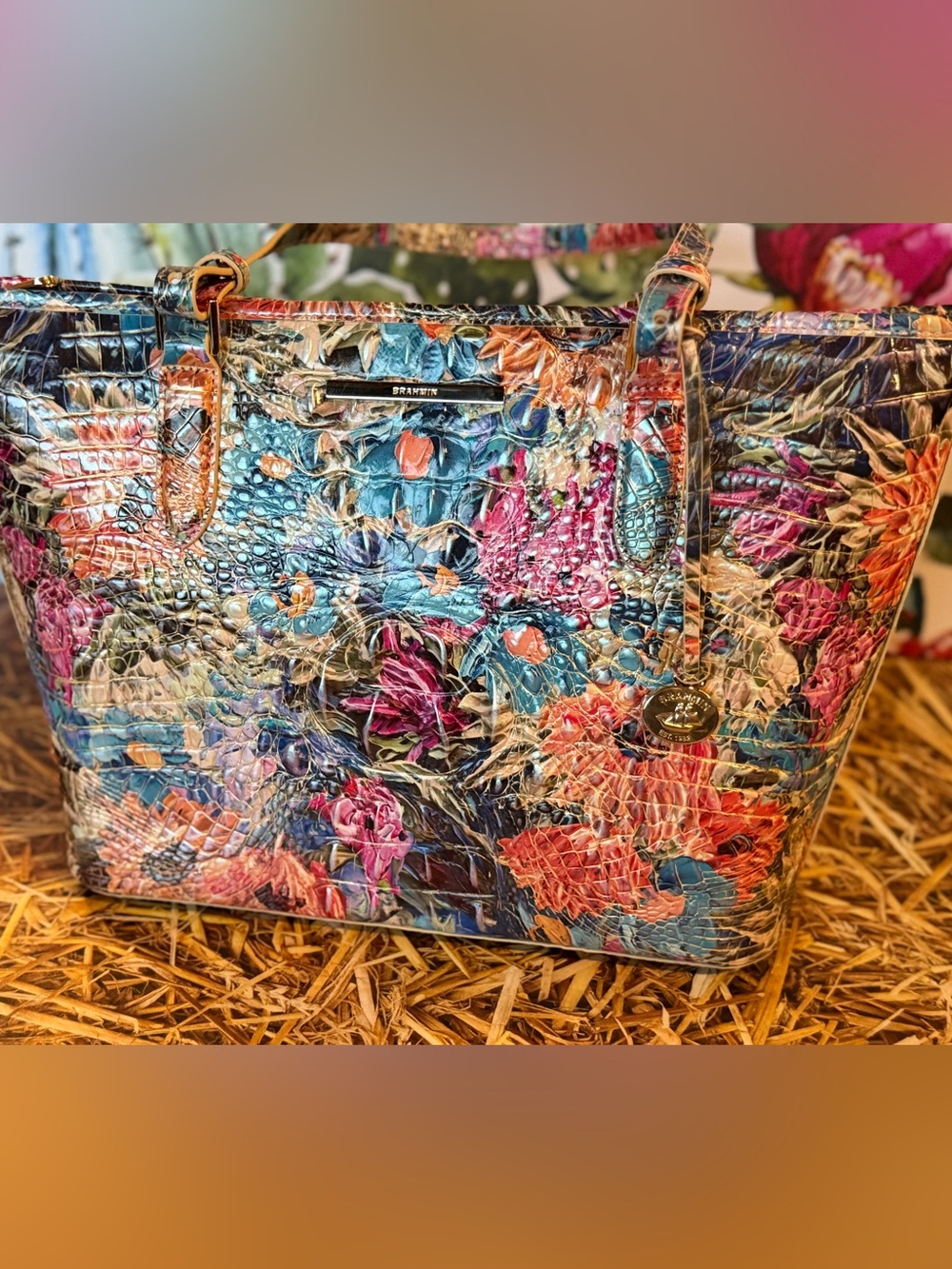 Brahmin Medium Asher Lasso Flowers Tote Melbourne Leather NWT PRICE FIRm - Picture 6 of 15
